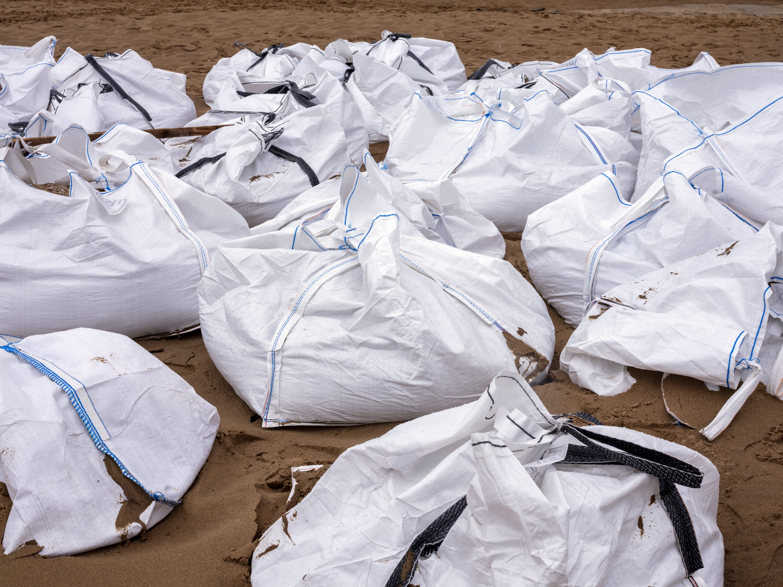Bags of plastic pellets collected by members of the public