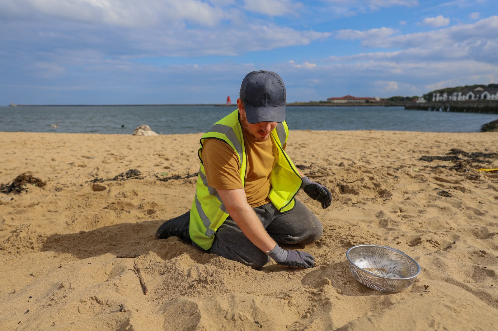 Members of the public helping clean the beach
